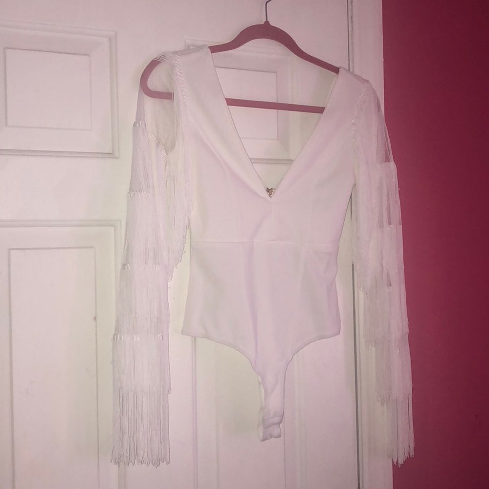 White tassel body suit
